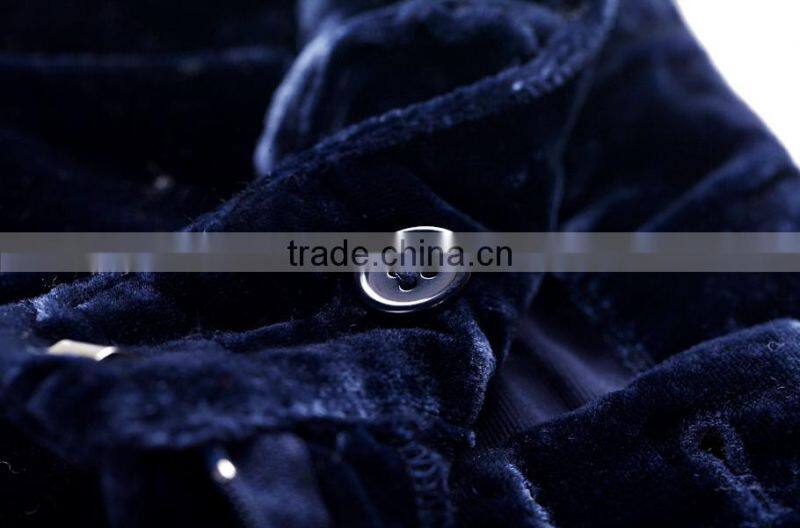 ladies casual warm pure dark blue velvet shorts