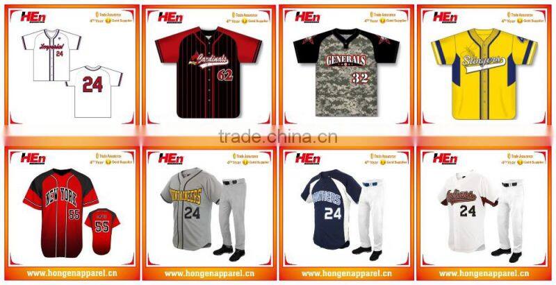 Hongen apparel 2015/2016 Fashion Button Down Sublimated Custom Baseball Jersey Wholesale sublimation baseball singlet