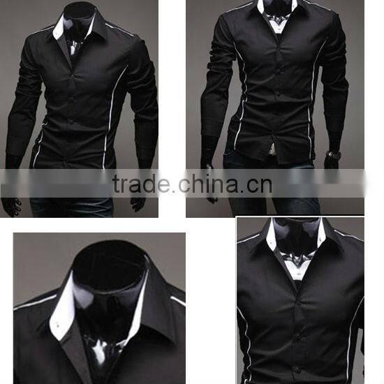 Stylish Italian style long sleeve latest design fashion black men's brand shirt