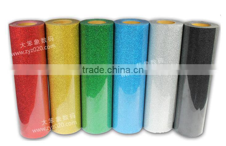 Easy weeding glitter iron-on heat transfer vinyl sheets for fabric