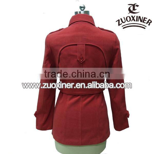 2014 woolen women long coat with belt
