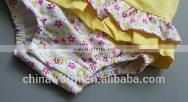 100% cotton cartoon pattern suit dress baby girl romper with dress