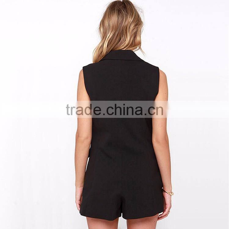 HAODUOYI Sexy V Neckline Women Office Wear Modern Jumpsuits Sleeveless Rompers