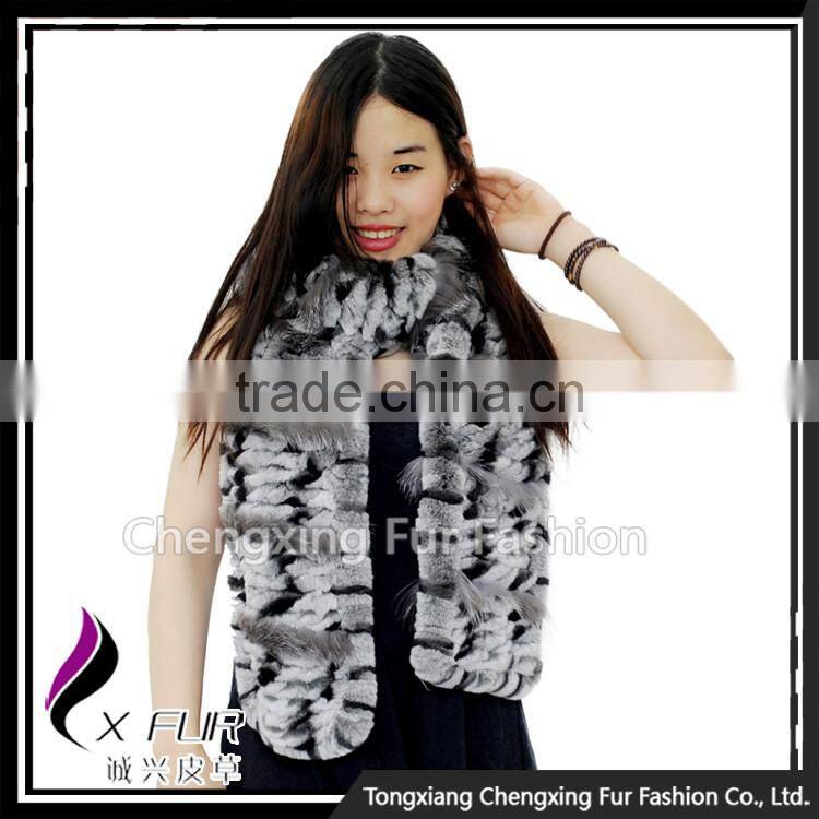 CX-S-55A Hot Sale Genuine Rex Rabbit Fur Winter Fashion Fur Scarf
