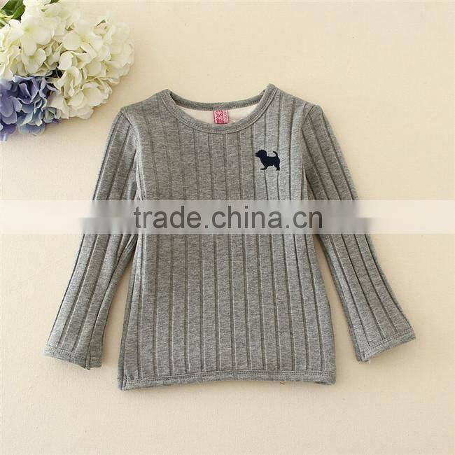 high quality in stock boutique 100% cotton O-neck girls undershirt /kids t-shirts with animal print