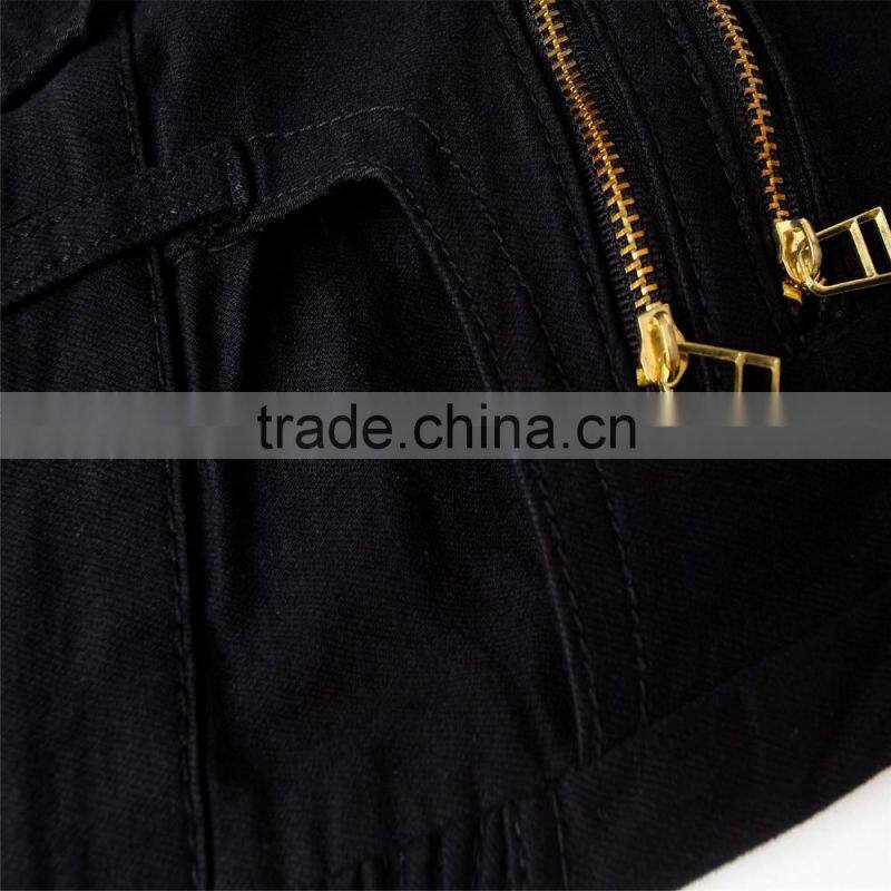 2016 Hot men's fashion men's jeans brand cyclists hole zipper jeans personality male personality beggar pants