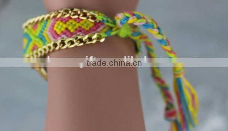 2015 DIY handmade braided rope watch Korean exquisite rainbow bracelet watch