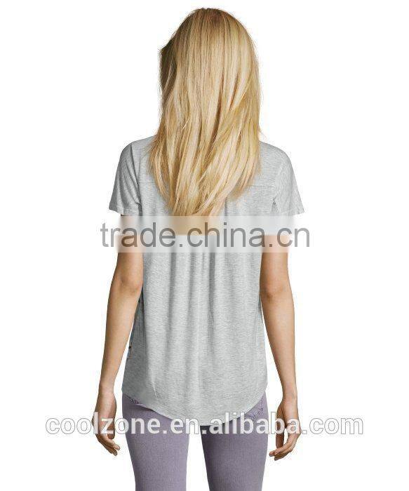 2015 Fashion short sleeve tropical flower print top wholesale custom t-shirt