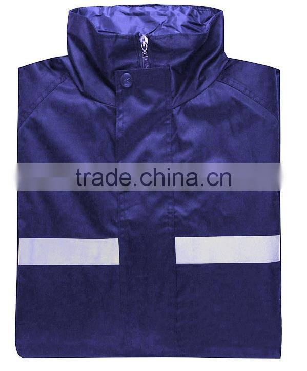 purple 300D oxford long raincoat with reflective tape