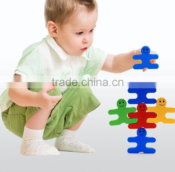 Wooden creative cartoon balance villain blocks toy eductional building block toys for kids