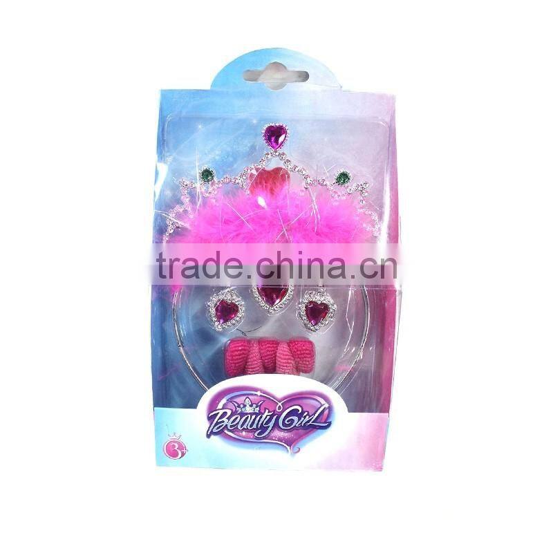 New design crown set with ring wholesales plastic tiara sets rose heart crown