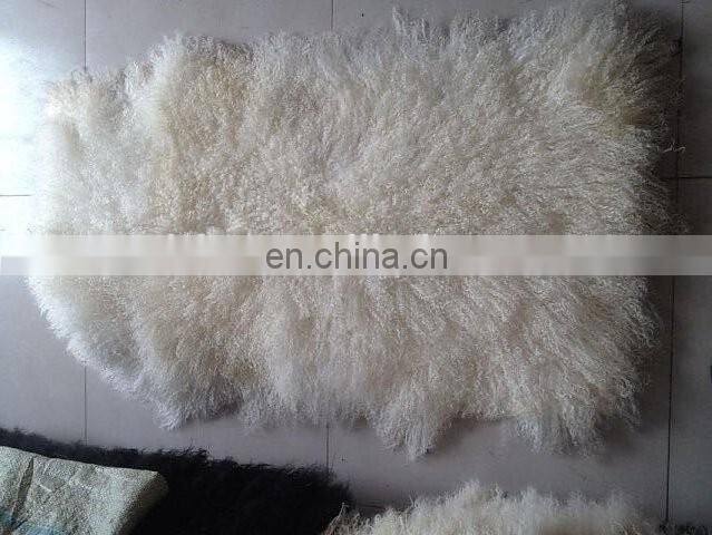 Factory wholesale long hair tanned real mongolian tibetan lamb fur plate