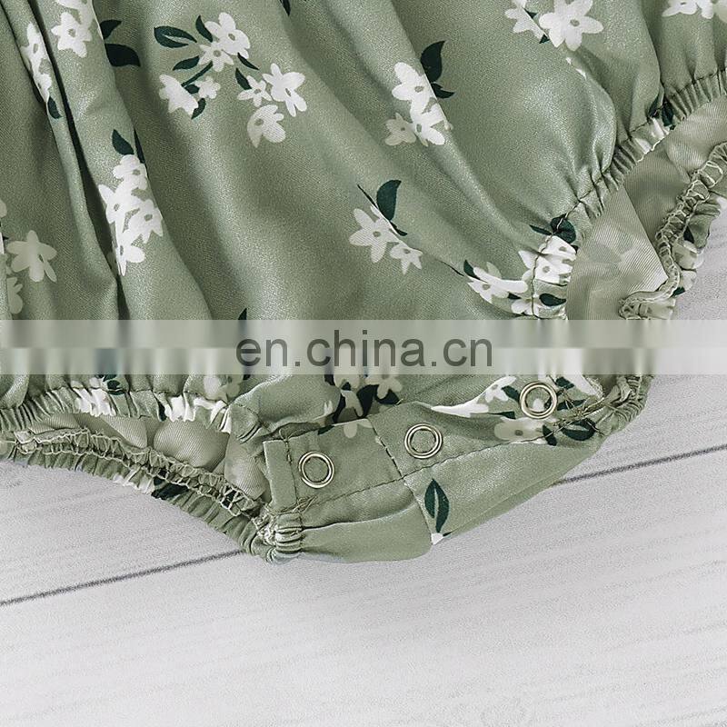 Newborn Baby Girl Doll Collar green Floral Bodysuit short sleeve Jumpsuit summer casual cotton Outfits Sunsuit