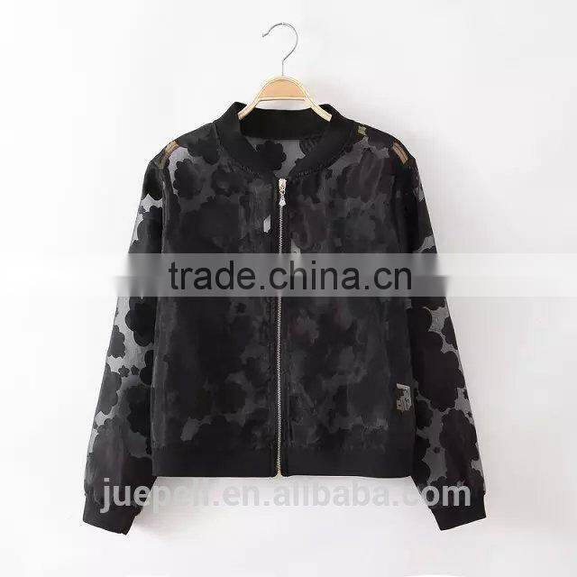 OEM clothing 2015 plus size clothing women clear bomer jacket