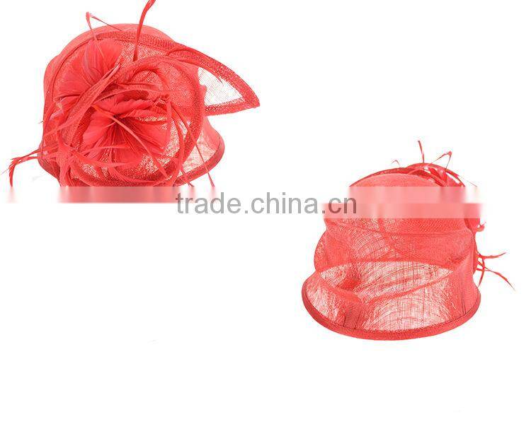 2015 Fashion Wedding Party Sinamay Hat With Feather Church Sinamay Hat