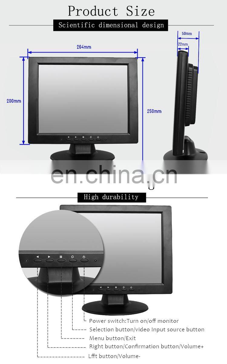 Portable Monitor Pc Led Lcd 12V Cctv with VGA Input for Cars 12 Small Dc Powered 10.4 inch monitor