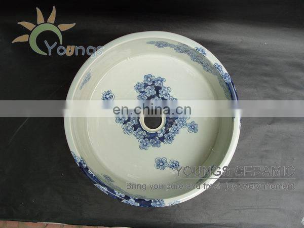 Unique Art Chinese Blue And White Hand Painted Ceramic Bathroom Sinks