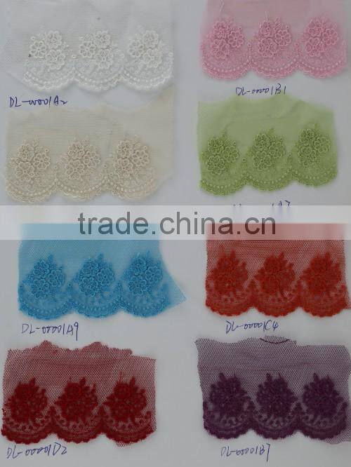 the beautiful design pink flower embroidery lace trimming