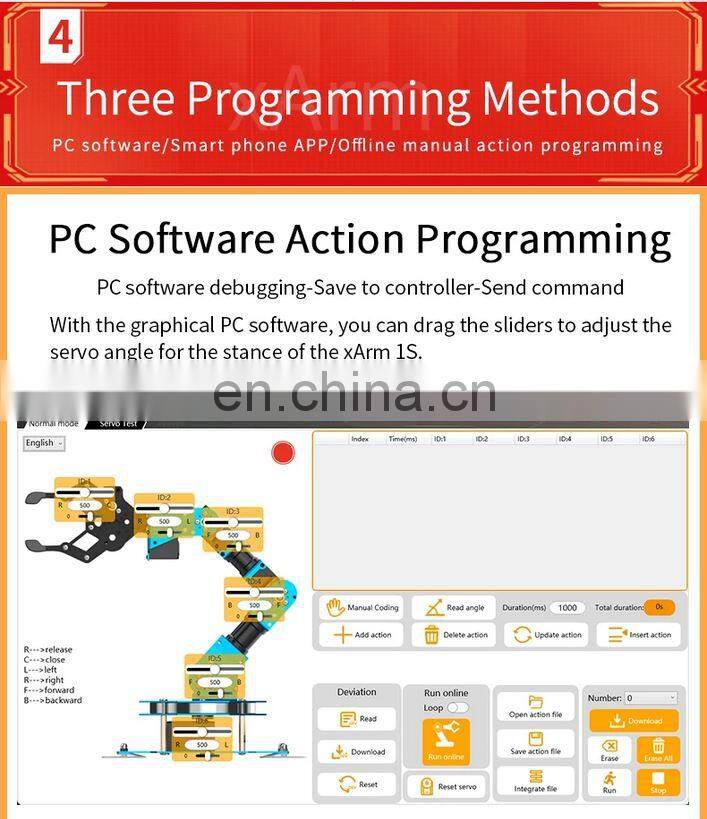 xArm 1S 5DOF Robot Arm Robotic Mechanical Arm with Bus Servos Torque 25KG For Programming (Assembled)