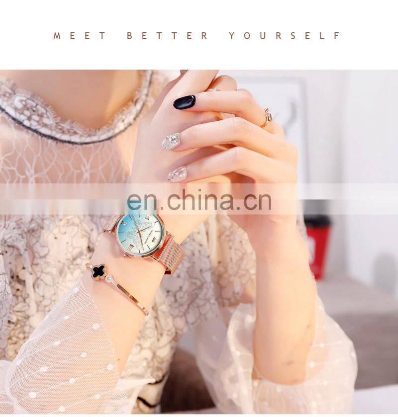 Hannah Martin 13620 Women Watch Luxury 3D Butterfly Rose Gold Mesh Strap Japanese Movement Waterproof Quartz Women Wristwatch