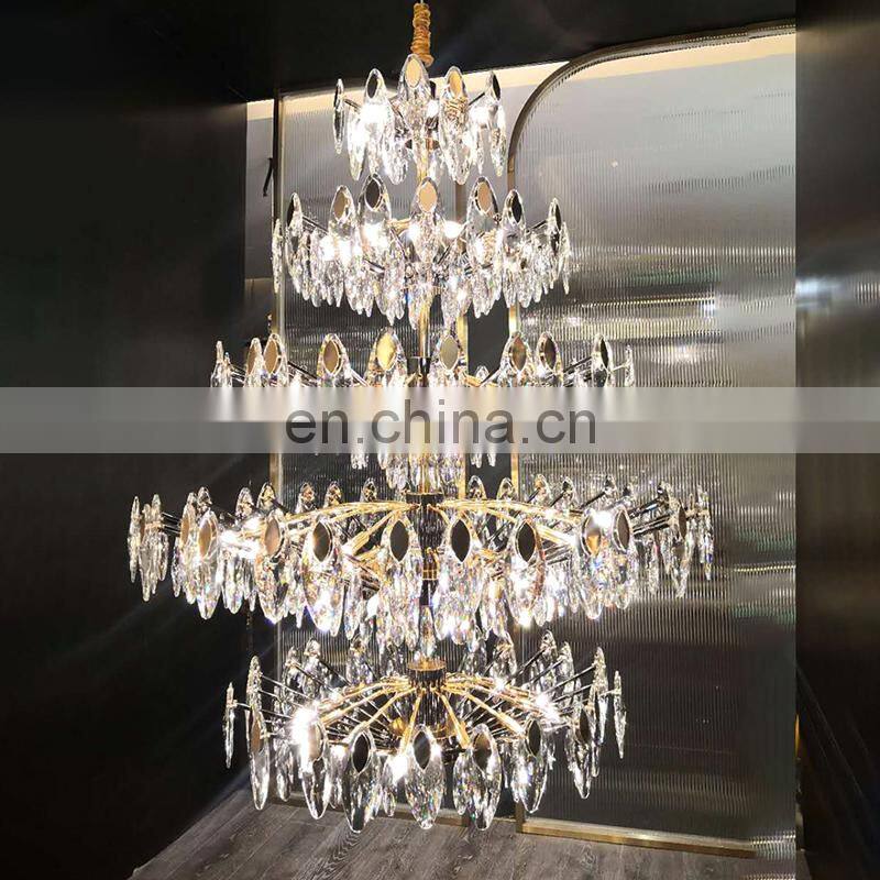Hight quality large european gold traditional maria theresa stainless steel crystal chandelier for hotel project