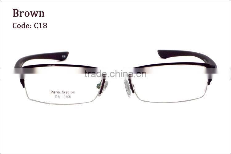 Fashion design half rim metal TR90 men eyeglasses frame