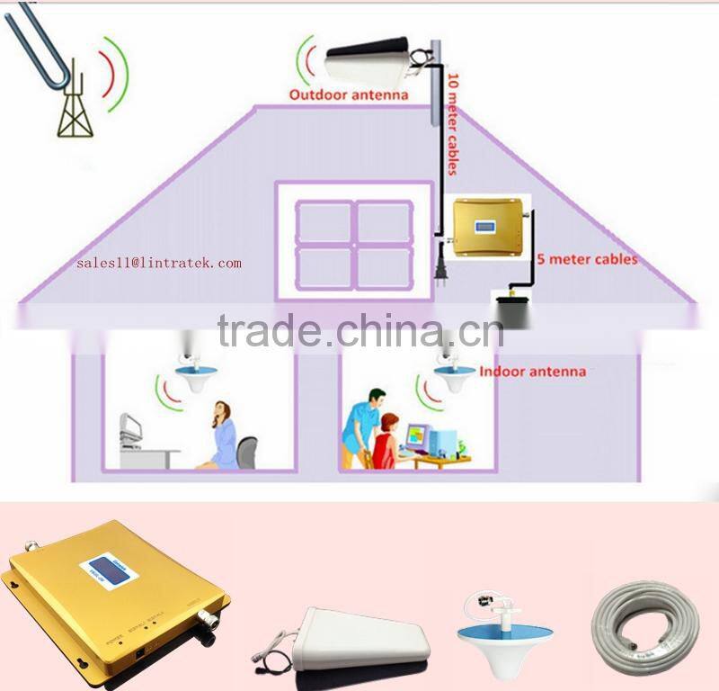 Lintratek WCDMA home use mobile phone dual band amplifier gsm+3G cellphone signal repeater