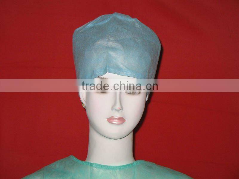 Disposable PP non woven hair surgical doctor caps colorful with ties