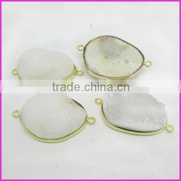 JF8607 Newest style gold plated agate geode connectors,drusy agate bar connectors