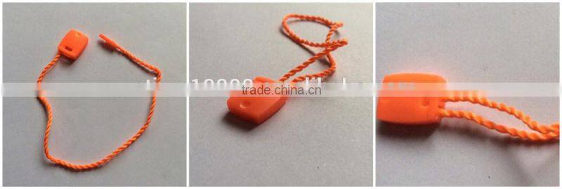 quality string seal tag, hang tag string, garment plastic seal tag/ Fluorescent orange string seal grape string lights