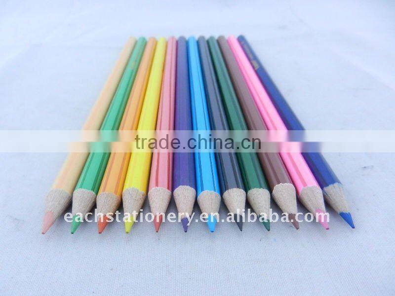 7" Bass wooden Color Pencils Round Shape 12 Colors Pencils For School Drawing Pencil Set