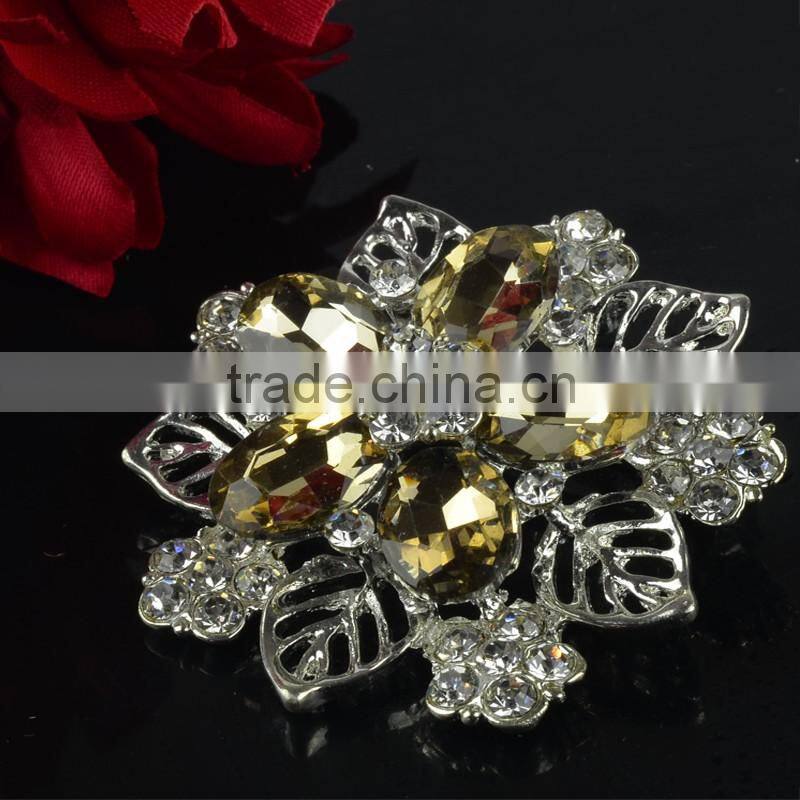 Flower Brooch Pins with rhinestones, flower crystal brooch pin, flower diamond jewel for lady