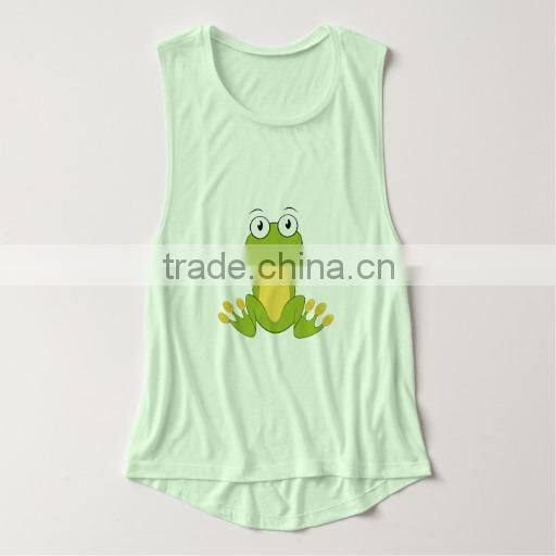 funny frog printing women's t back tank top for ladies hotsale
