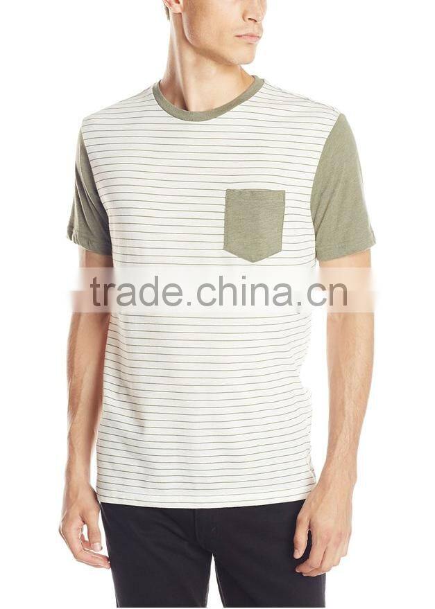 Factory best price various color selection men striped mercerized cotton t-shirt