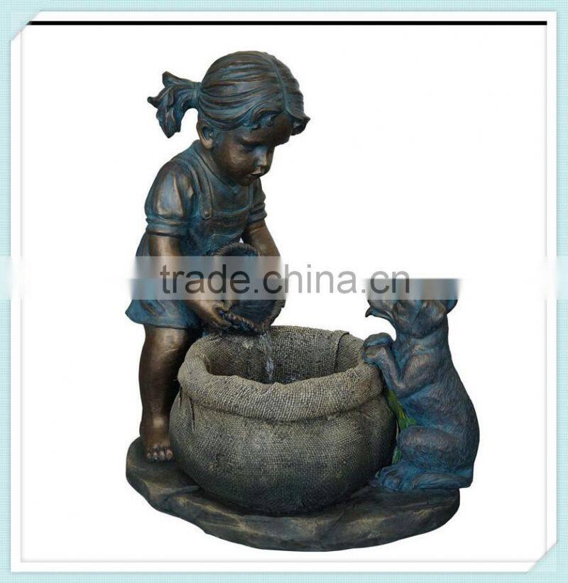 Handcrafted resin water fountain for outdoor garden