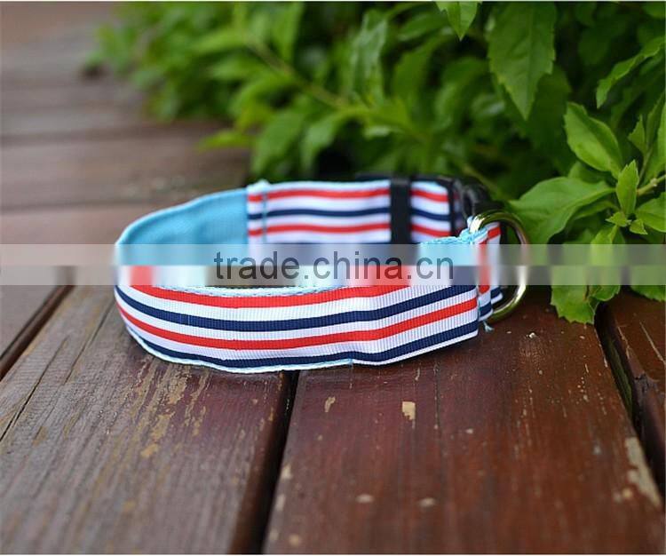 Sailor Nylon Stripe LED Luminous Pet Dog Collar 3 size for Large and Small Dogs Puppy LED Flashing Collar Safety Night