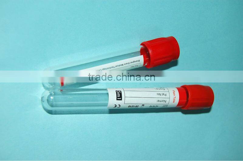 Red disposable vacuum blood pro-coagulation tube