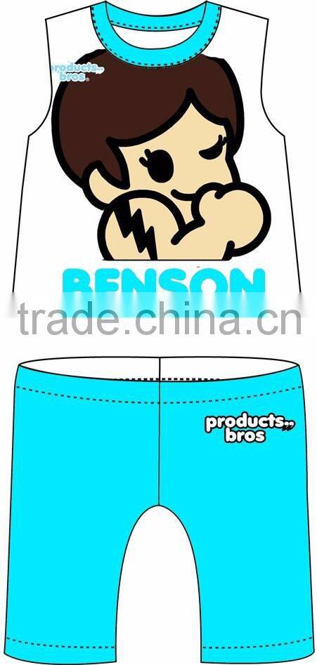 2016 Hot Sell Product Bros Benson Cotton Blue For Children Two Pieces Per Set