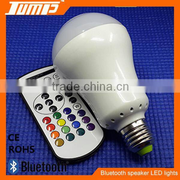High quality bluetooth E27 remote contrl colorful bulb LED light music speaker
