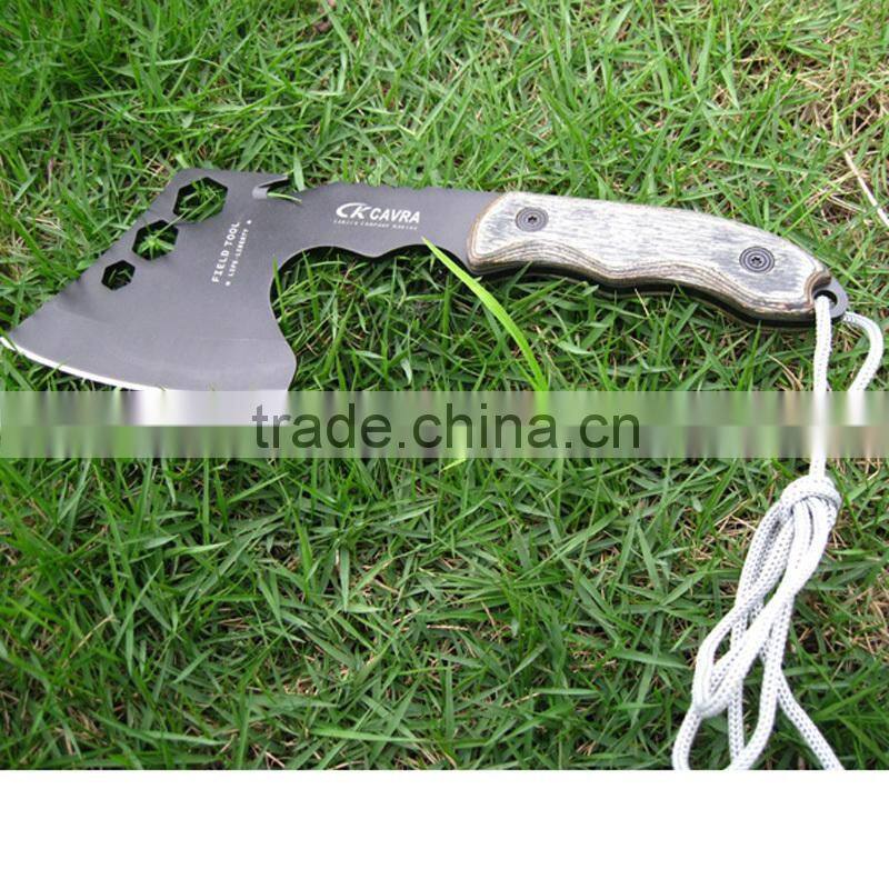 portable outdoor camping axe with wood handel