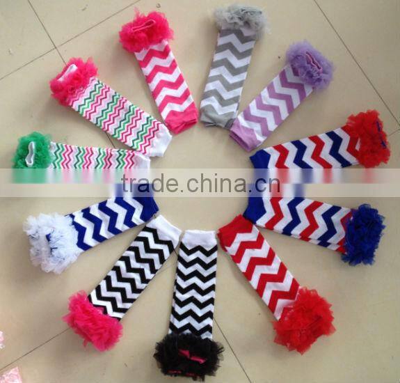No MOQ! cotton chevron baby sock ruffle, baby leggings, baby leg warmers wholesale