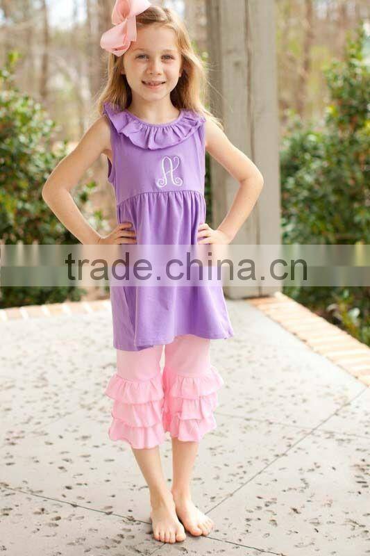 Girls Boutique Outfits Girls' Ruffle Pants Set wholesale clothing pants set for kids