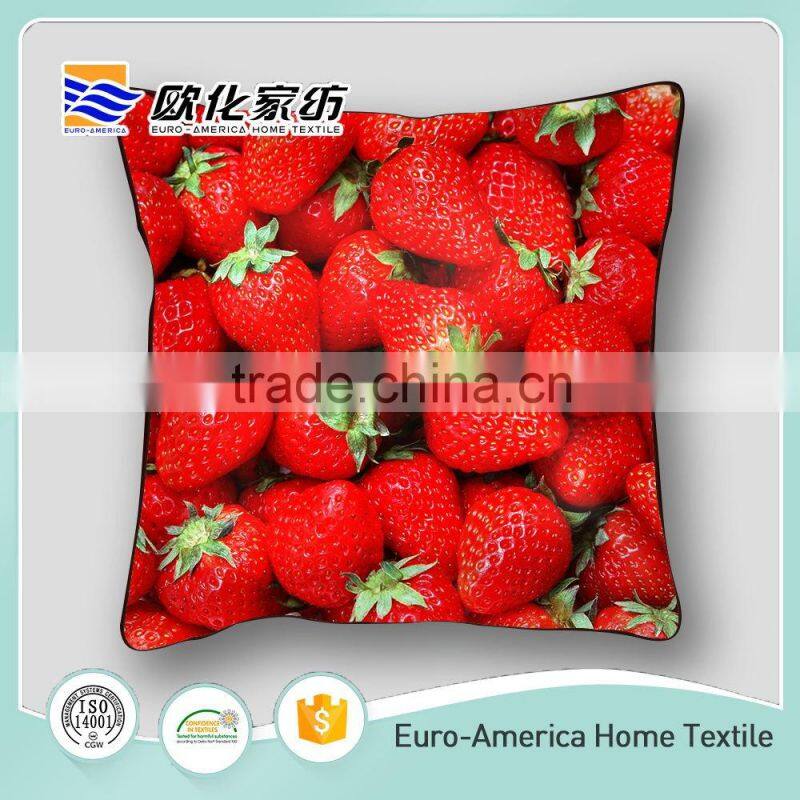 100% Cotton Strawberry Fruit Design Digital Printing Rest Home Car Pillow Cushion