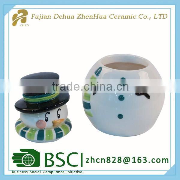 ceramic christmas snowman small sugar pot