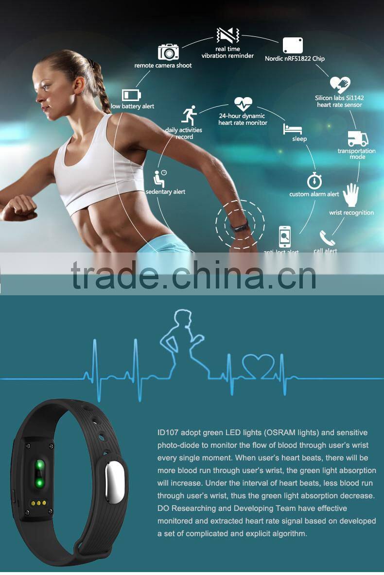 LED Smart Watch Sports pedometer Smartwatch Wrist Band IP67 Waterproof automatic heart rate ID107