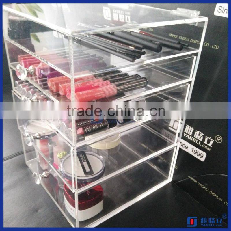 2016 Hot Sale!! Wholesale 5 Drawers Large Acrylic Cosmetic Organizer with Drawers