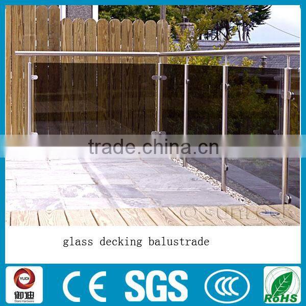 Exterior decorative decking frameless glass railings