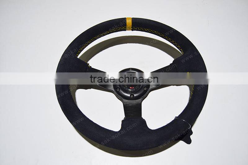 12 inch Suede Steering Wheel 85mm Deep Dish Black