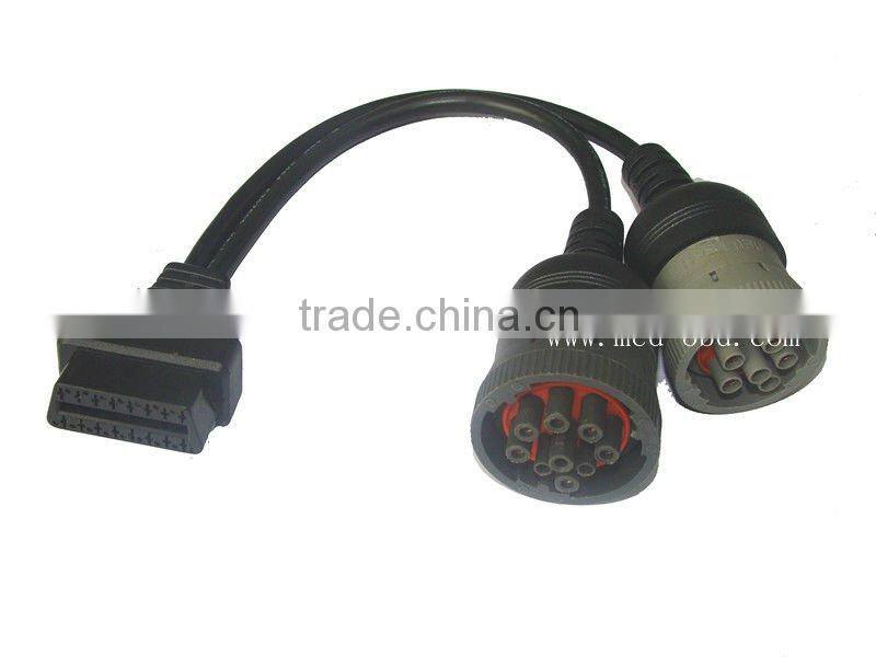 OBD2 Interface Truck Y Cable OBD2 16pin female to J1708 6pin and J1939 9pin