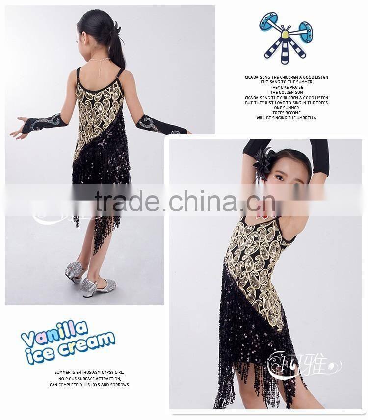 2016 High quality sexy latin dance dress children dancing performance costumes for firls